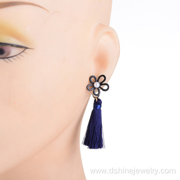 Flower Pearl Earring Studs Long Hanging Drop Tassel Earring